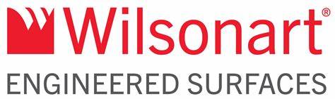 Logo of wilsonart featuring a red crown above the stylized text "wilsonart" in black with the tagline "engineered surfaces" underneath in gray.